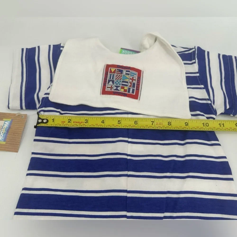VTG Sears Weebok Baby Romper 6/9 Month Blue Striped One Piece Collared NWT